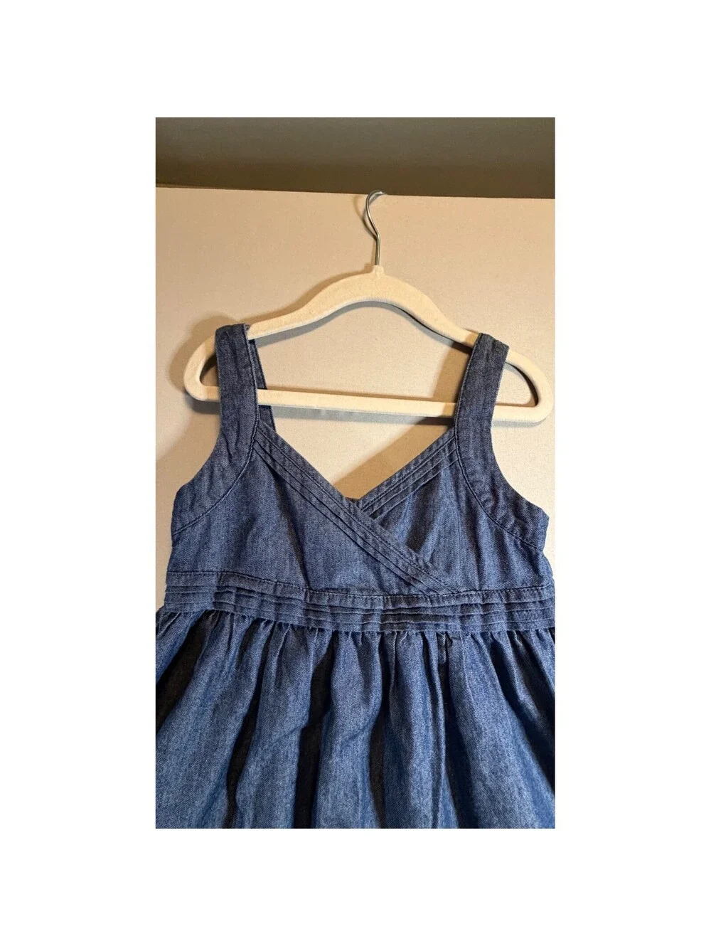 Janie and Jack Girls Blue Denim Embroidered Floral Ruffle Sun Dress 4T